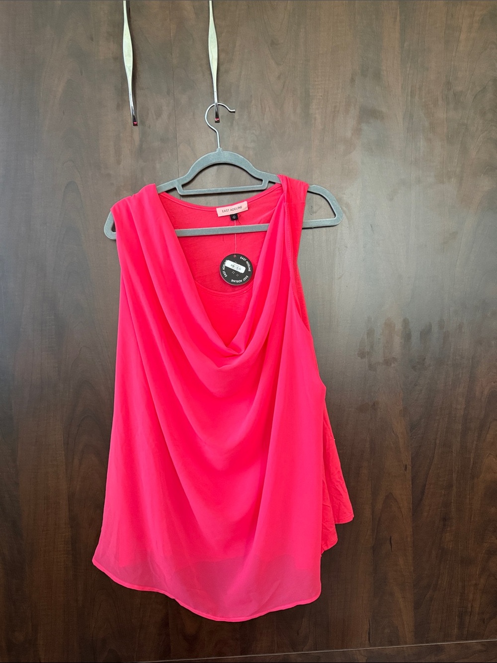 Eloquii Hot Pink Draped Cowl Neck Tank